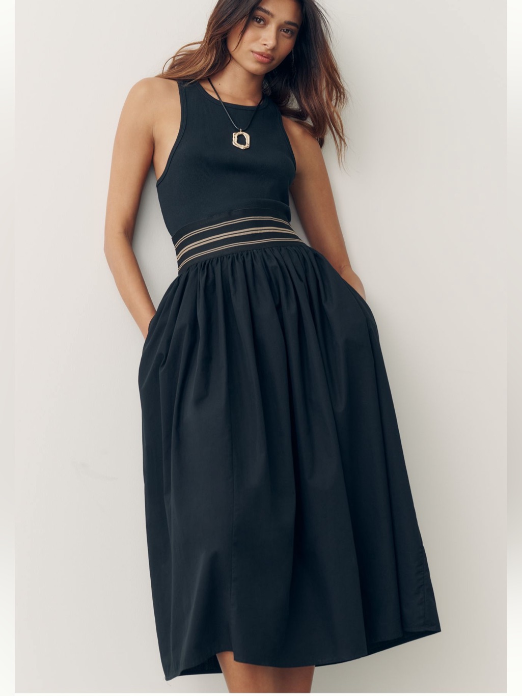 By Anthropologie Banded Twofer Midi Dress Sz Mp Nwt